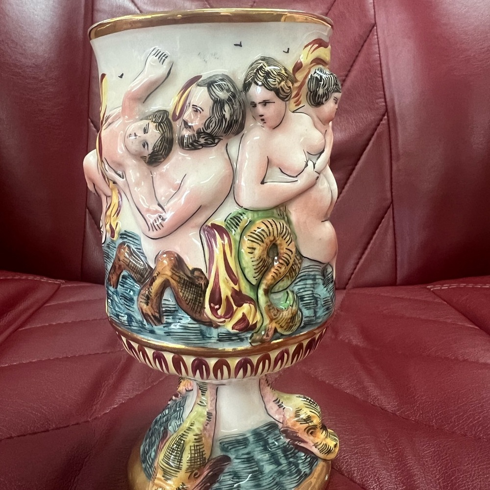 Stanley Gold and White Ceramic Vase